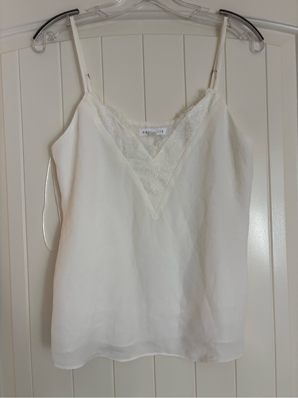 Socialite Cream V Neck Lace Camisole in Small